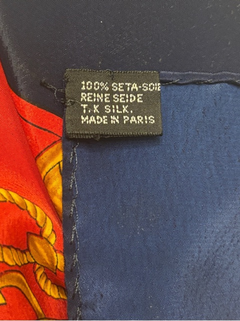 Navy, Gold & Red Equestrian Medallion Silk Scarf - Picture 4 of 7